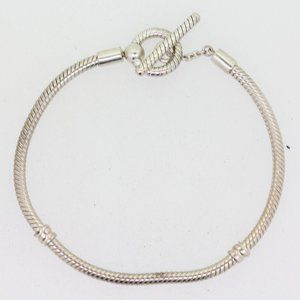 Pandora Sterling Silver T-Bar Snake Chain Bracelet - 599082C00 7.5"